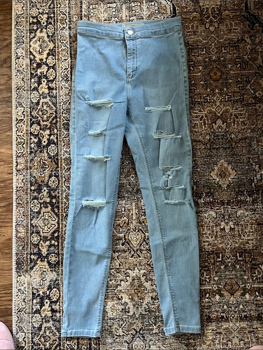 Topshop Light Blue Distressed Skinny Jeans